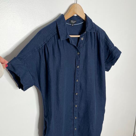 J. Crew Baird Mcnutt Irish Linen Shirt Dress Women Small Navy Pockets Minimalist - Picture 6 of 13